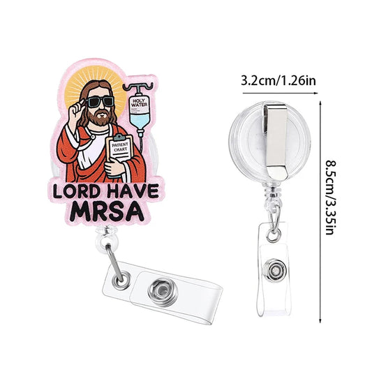 Funny Nurse Badge Reel – Retractable ID Holder with Rotating Clip