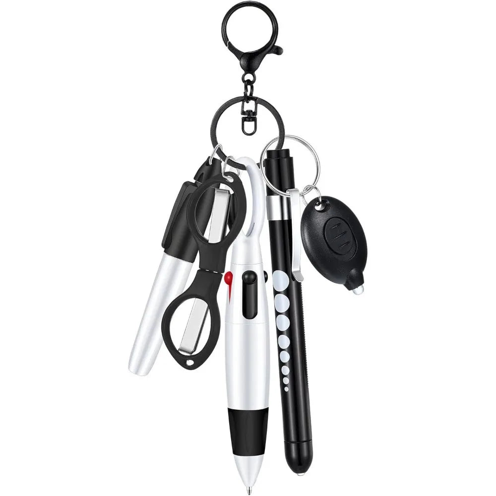 6-in-1 Retractable Nurse Pen Set with Light and Badge Clip