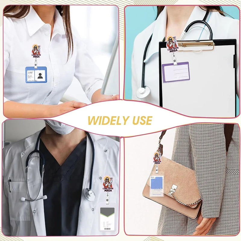 Funny Nurse Badge Reel – Retractable ID Holder with Rotating Clip