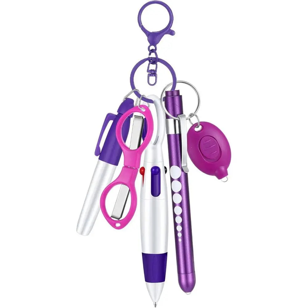 6-in-1 Retractable Nurse Pen Set with Light and Badge Clip