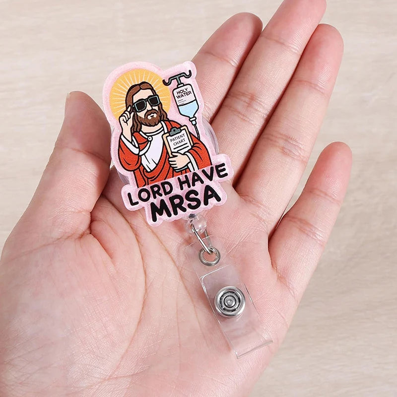 Funny Nurse Badge Reel – Retractable ID Holder with Rotating Clip