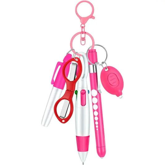 6-in-1 Retractable Nurse Pen Set with Light and Badge Clip