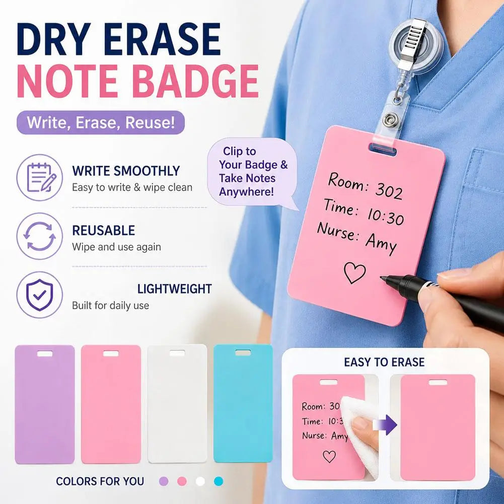 👉 Reusable Dry Erase Badge Note Card for Nurses & Doctors