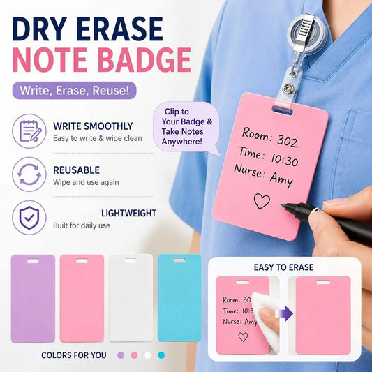 👉 Reusable Dry Erase Badge Note Card for Nurses & Doctors