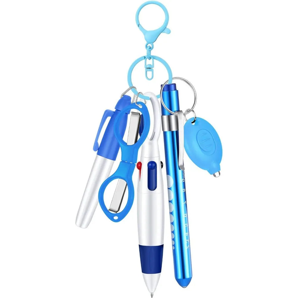 6-in-1 Retractable Nurse Pen Set with Light and Badge Clip
