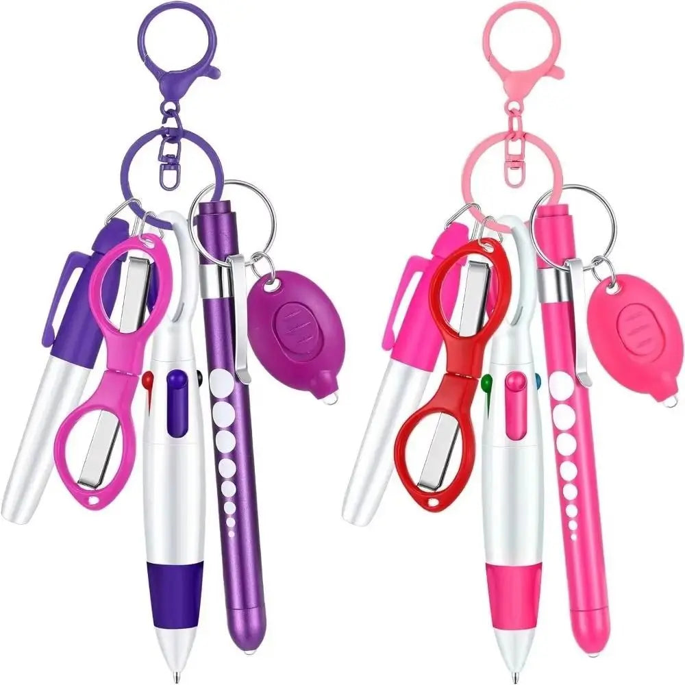 6-in-1 Retractable Nurse Pen Set with Light and Badge Clip