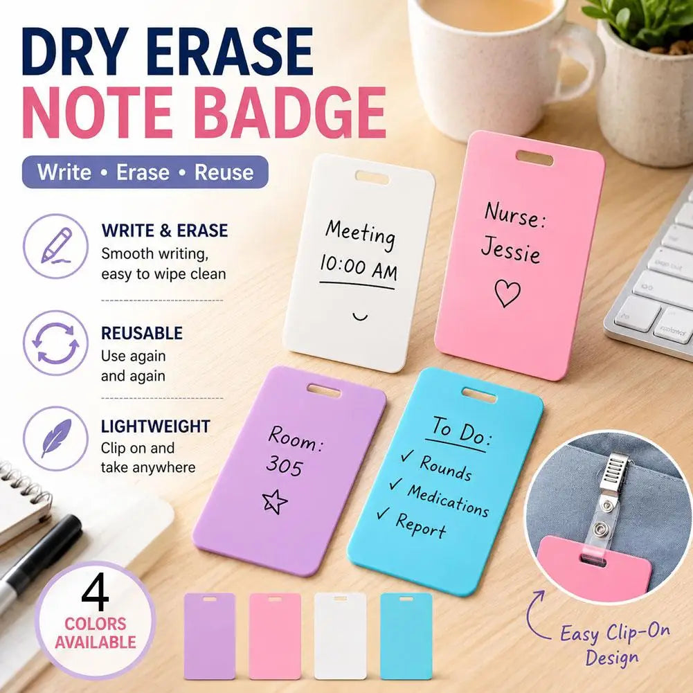 👉 Reusable Dry Erase Badge Note Card for Nurses & Doctors